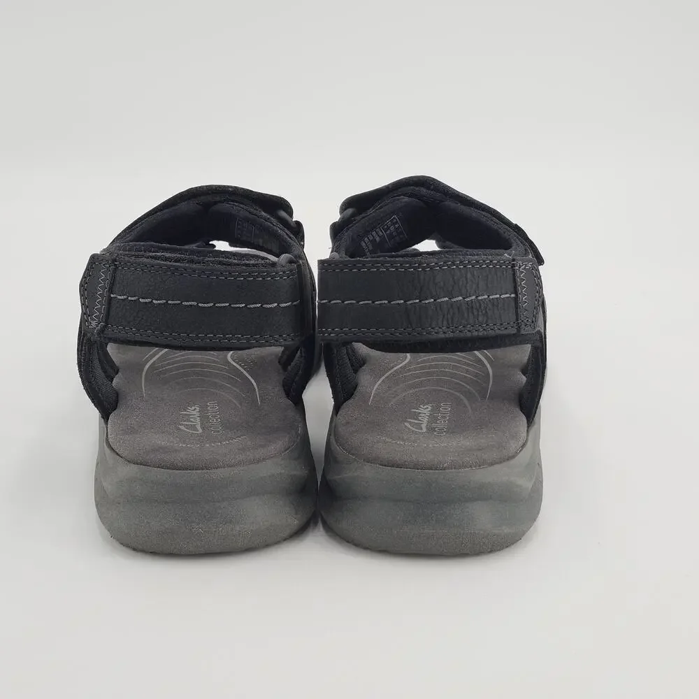 Mens Clarks Walkford Walk Sandals - Black Leather 10.5 W New NWT